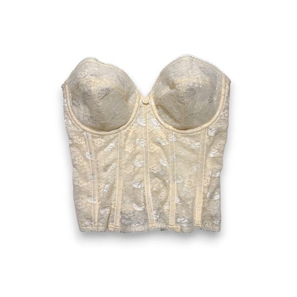 Dominique Ivory Lace Longline Strapless Bustier Size 32D - Picture 4 of 10